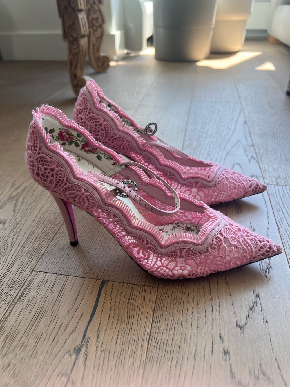 Pink Lace Gucci heels